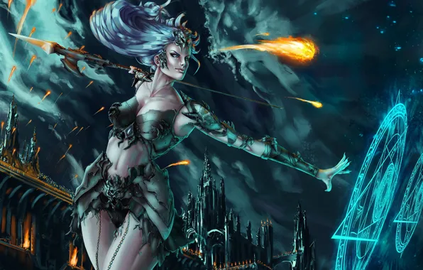 Girl, Fire, Magic, Fantasy, Art, Fiction, Illustration, Characters
