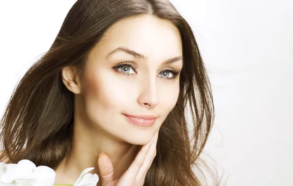 Look, flowers, face, smile, hair