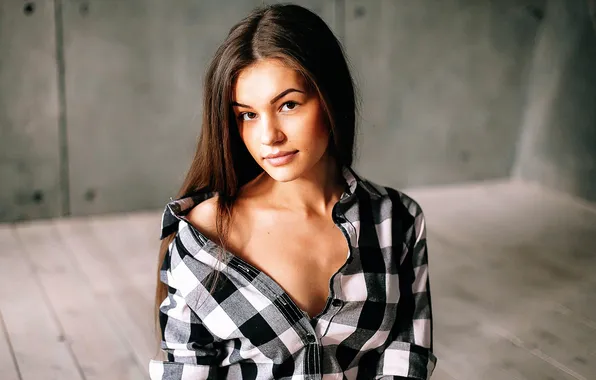 Picture cell, neckline, shirt, the beauty, brown-eyed, Nastya