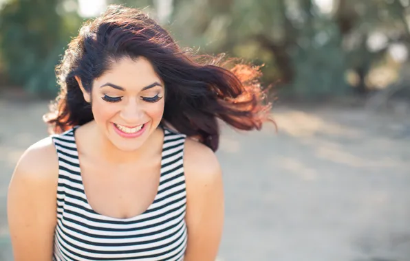 Girl, happiness, eyelashes, smile, brunette, Eva, Eva
