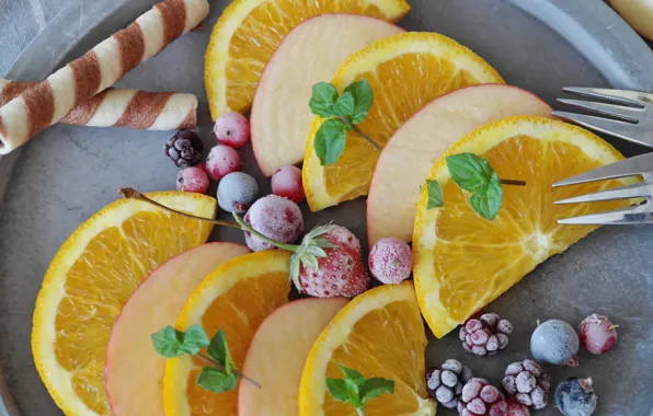 Berries, Apple, orange, citrus