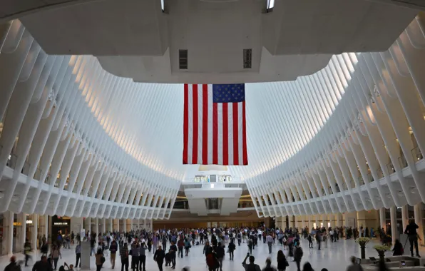 Picture New York, flag, USA, World Trade Center, Oculus