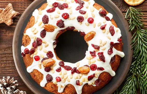 Branches, tree, pie, nuts, cakes, cupcakes, raisins