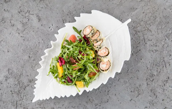 Sheet, plate, rolls, Salad