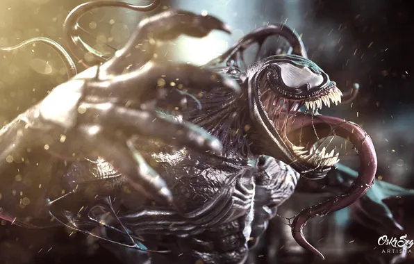 Language, sparks, bokeh, Venom, Venom, symbiote