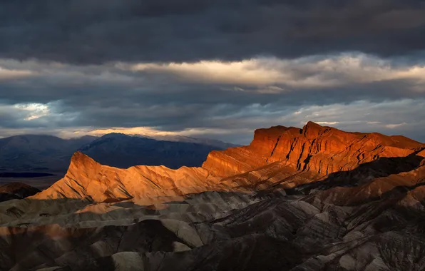 The sky, light, mountains, clouds, rocks, the slopes, tops, height