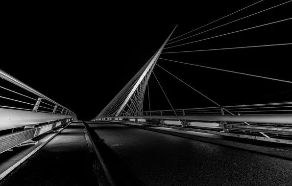 Picture night, bridge, support, Netherlands, Nieuw-Vennep