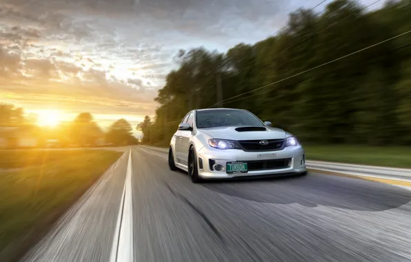Picture car, in motion, subaru impreza, Subaru, sti, auto wallpaper