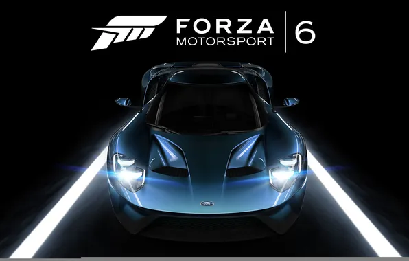 Machine, blue, black, lights, logo, Ford GT, logo, sports car