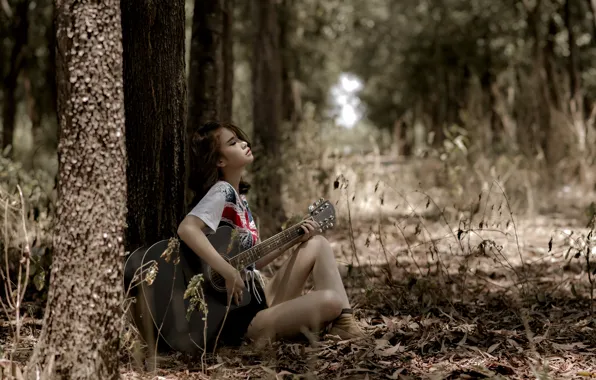 Girl, music, guitar