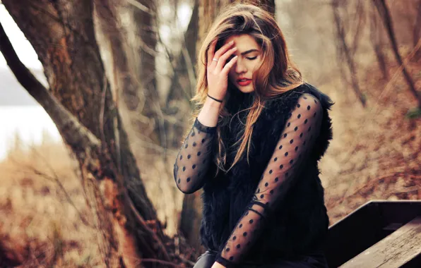 Girl, nature, fur