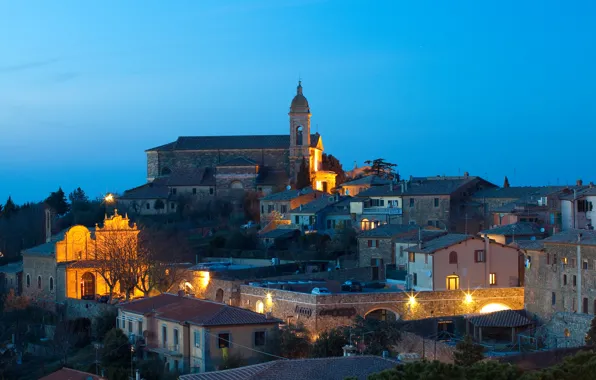 Picture lights, home, the evening, Italy, Tuscany, Toscana, Montalcino, Montalcino