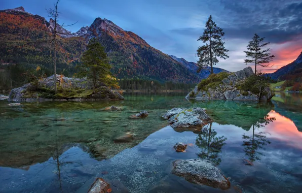 Picture mountains, lake, Germany, Bayern, Hintersee