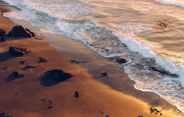 Picture sand, sea, wave, light, coast, wave, sea, tide