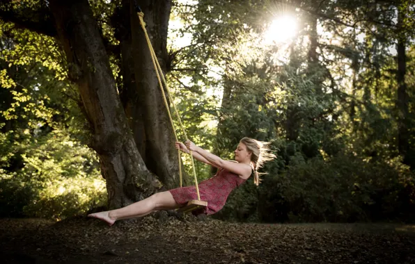 Picture summer, girl, swing