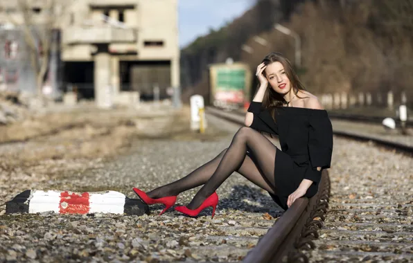 Picture girl, railroad, Iryna