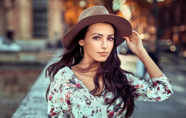 Girl, hat, Marine, bokeh, Lods Franck