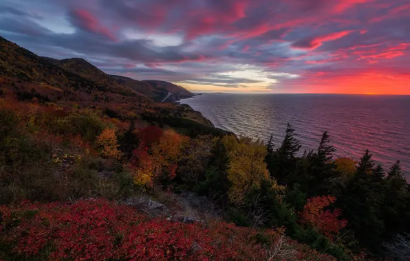 Sunset, the ocean, coast, Canada, Canada, Nova Scotia, Nova Scotia, Cape Breton Island