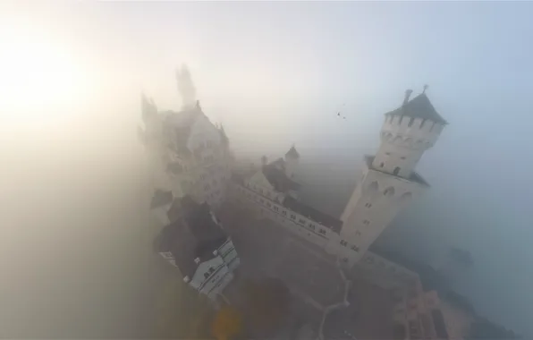 Fog, castle, Neuschwanstein, Castle Neuschwanstein
