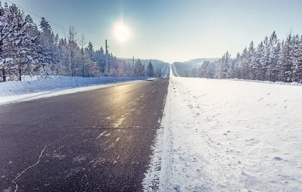 Winter, road, snow