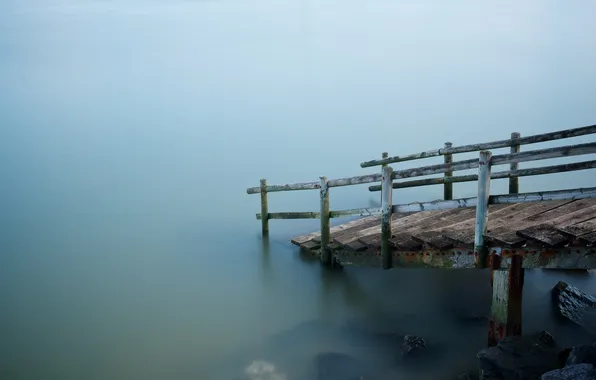 Picture sea, fog, ladder