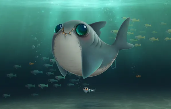Fish, shark, under water, by Florianne Becker