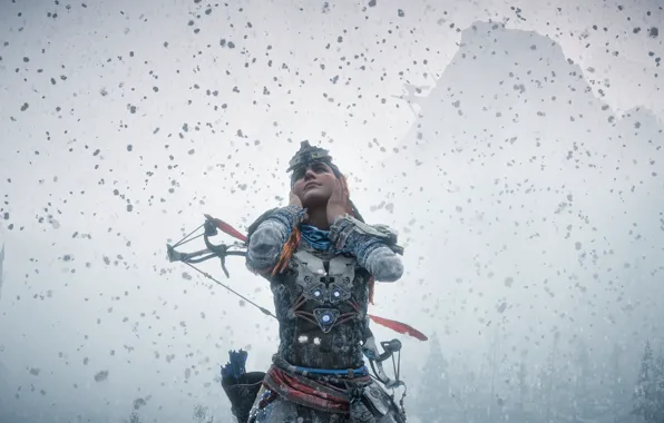 Girl, fog, Horizon Zero Dawn