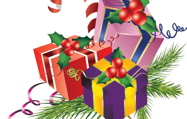 New year, gifts, vector graphics