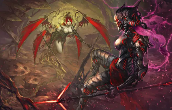 Flight, weapons, fiction, wings, art, demoness