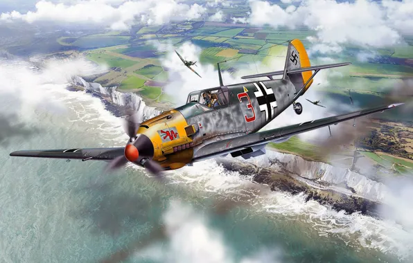 Picture Messerschmitt, Me-109, Battle of Britain, Bf.109, Luftwaffe, single-engine piston fighter-low
