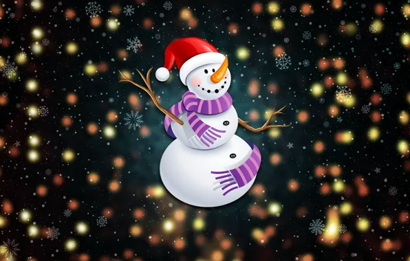 Winter, Minimalism, Lights, Snow, Background, New year, Holiday, Mood