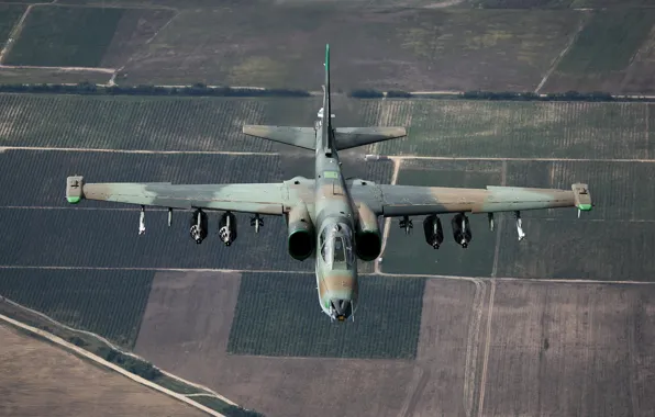 Picture flight, landscape, attack, Su-25, subsonic, armored
