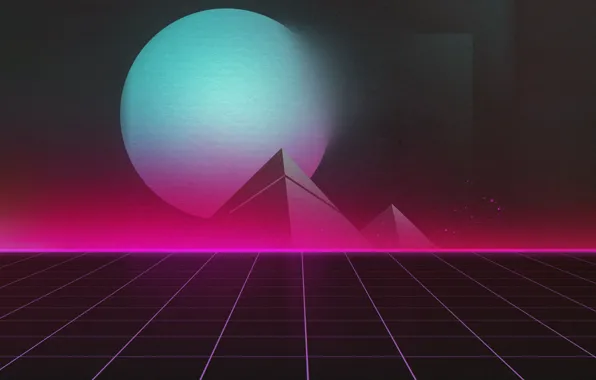 Music, Planet, Pyramid, Background, 80s, Neon, 80's, Synth