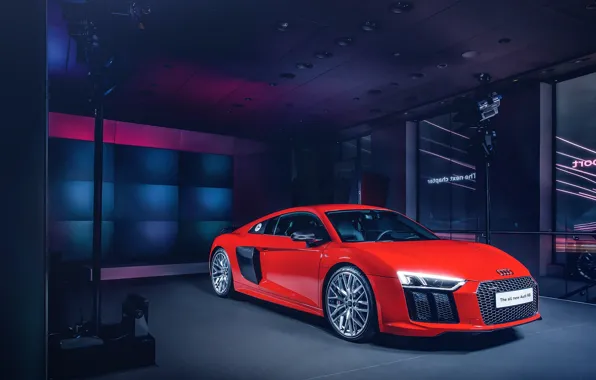 Audi, Red, Front, New, Supercar, Wheels, 2015