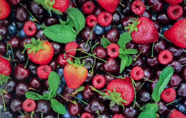 Berries, raspberry, strawberry, fruit, cherry, blueberries