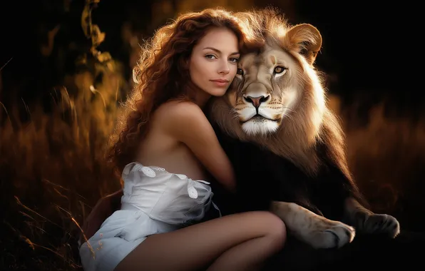 Look, girl, light, nature, pose, smile, the dark background, Leo