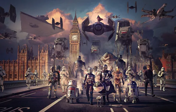 Star Wars, London, England, weapons, characters