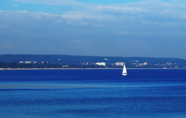 Sea, ocean, water, lake, ship, sailboat