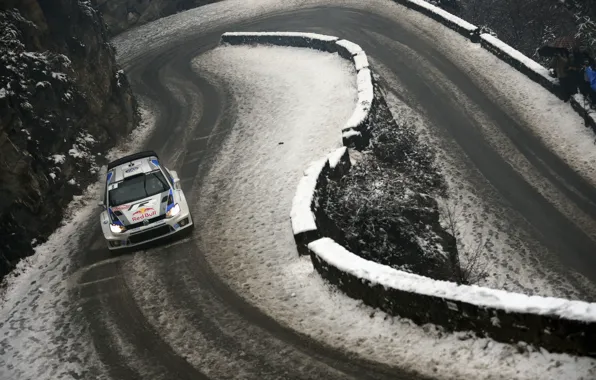 Picture Winter, Snow, Volkswagen, Red Bull, WRC, Rally, Polo, The rise