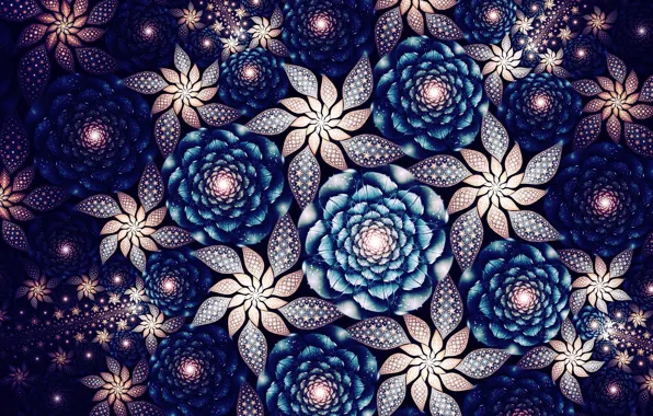 Flowers, abstraction, patterns, fractals, graphics