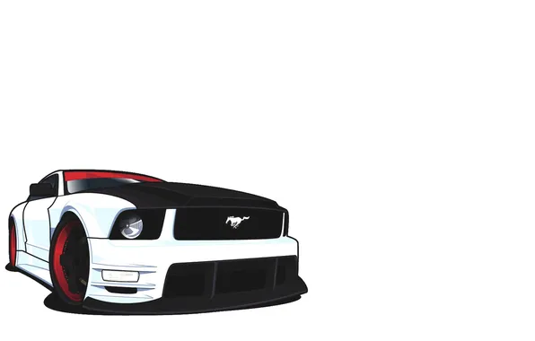 Picture machine, white, black, figure, Mustang, drives, Krasny