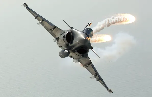 Flight, fighter, turn, flares, generation, multipurpose, French, Dassault Rafale