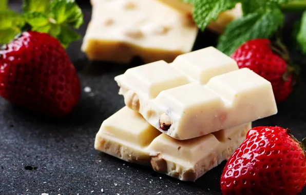 White, berries, food, chocolate, strawberry, nuts, sweet, Natalia Klenova