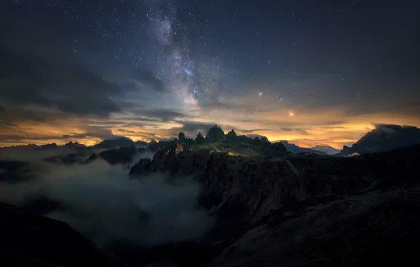 Picture stars, mountains, night, the milky way