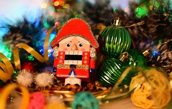 Balls, holiday, Christmas, New year, tinsel, bokeh, Christmas decorations, The Nutcracker