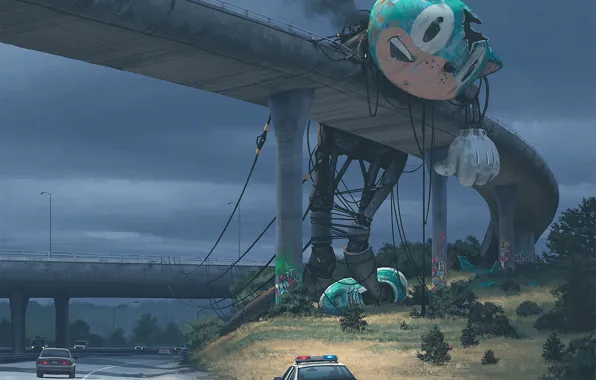 Bridge, track, something, giant, cars, the mascot