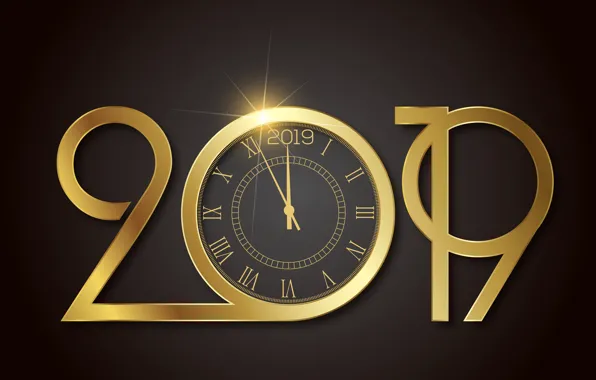 Gold, New Year, figures, golden, black background, black, background, New Year