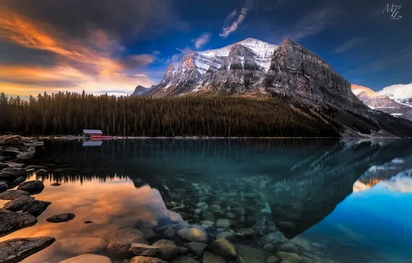 Mountains, nature, lake, reflection, Canada