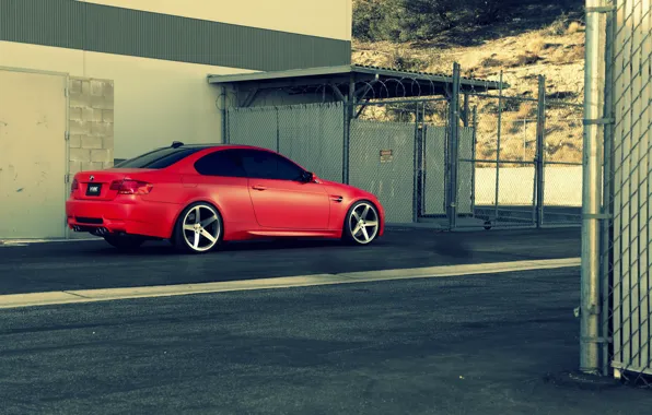 Red, BMW, BMW, red, rear, e92, The 3 series