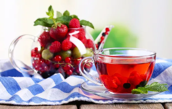 Berries, tea, Cup